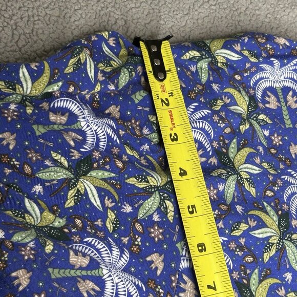 Boden Dress US Size 12 Blue Palm Trees Ruched V-Neck Pockets Swing Puff Sleeve - Picture 14 of 15